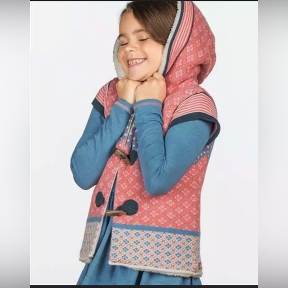 Matilda Jane sherpa lined sweater vest hooded girls size 6 P21 - Picture 1 of 9